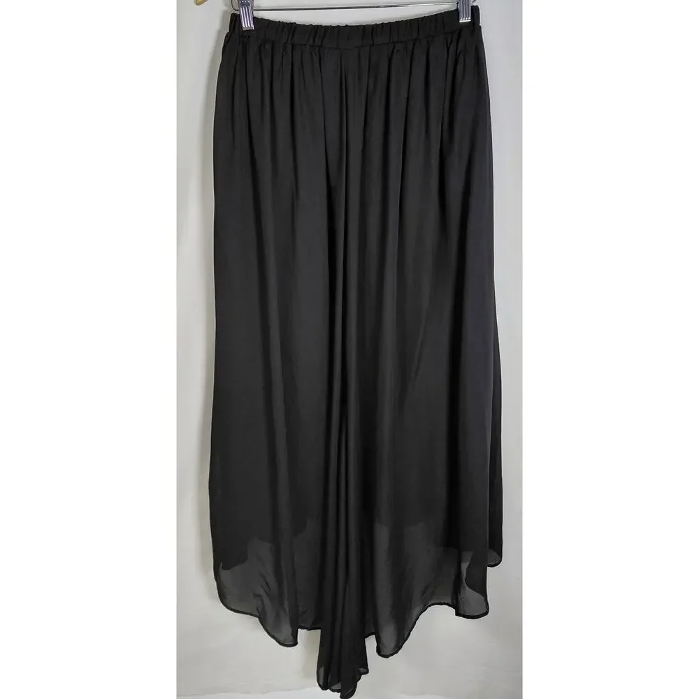 Ashro Black Hi-Low Chiffon Lined Casual Skirt Women Size S